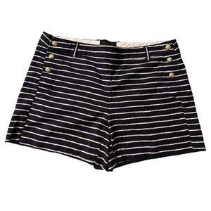 Cynthia Rowley Navy and White Striped High Waist Nautical Shorts Size 10